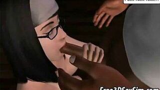 Sexy 3D cartoon honey fucked by an ebony stud porn video
